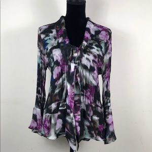 Semi Sheer Watercolor Blouse